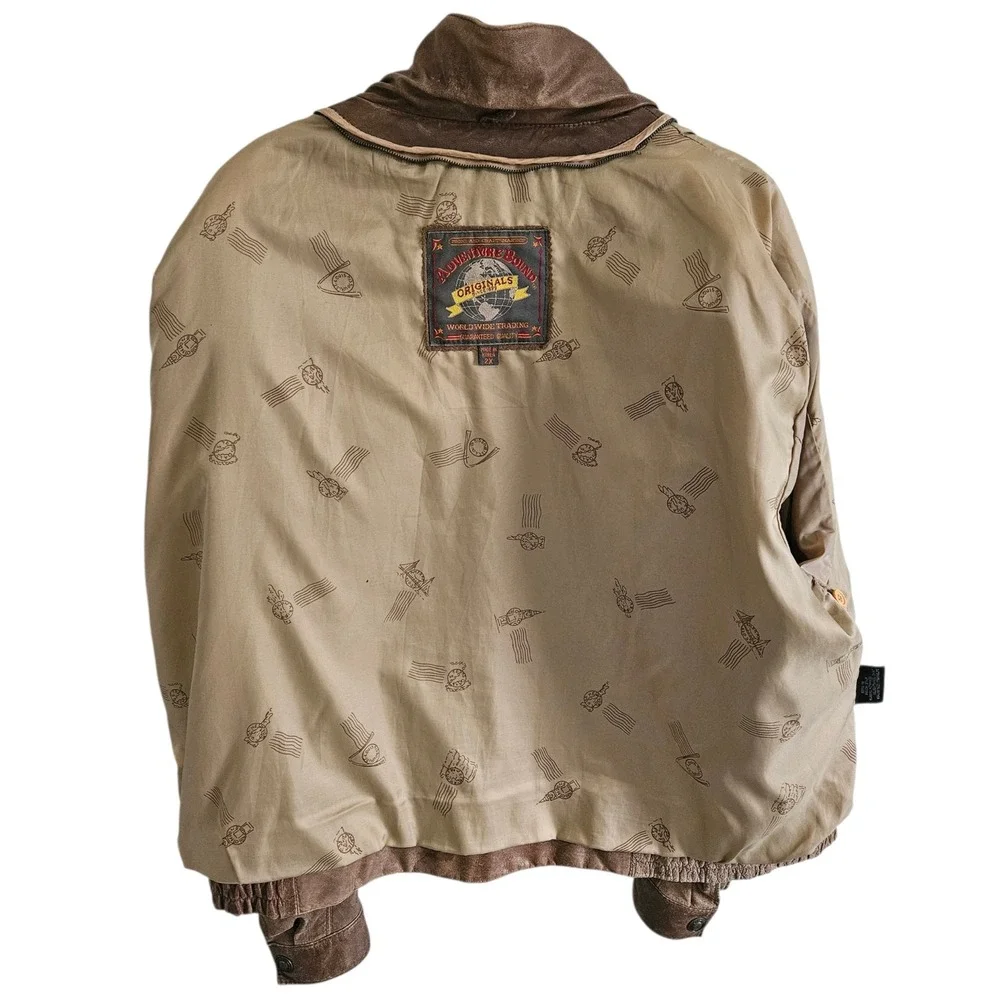 Adventure Bound Originals Mens Brown Leather Bomber Jacket Thinsulate 2X Vintage